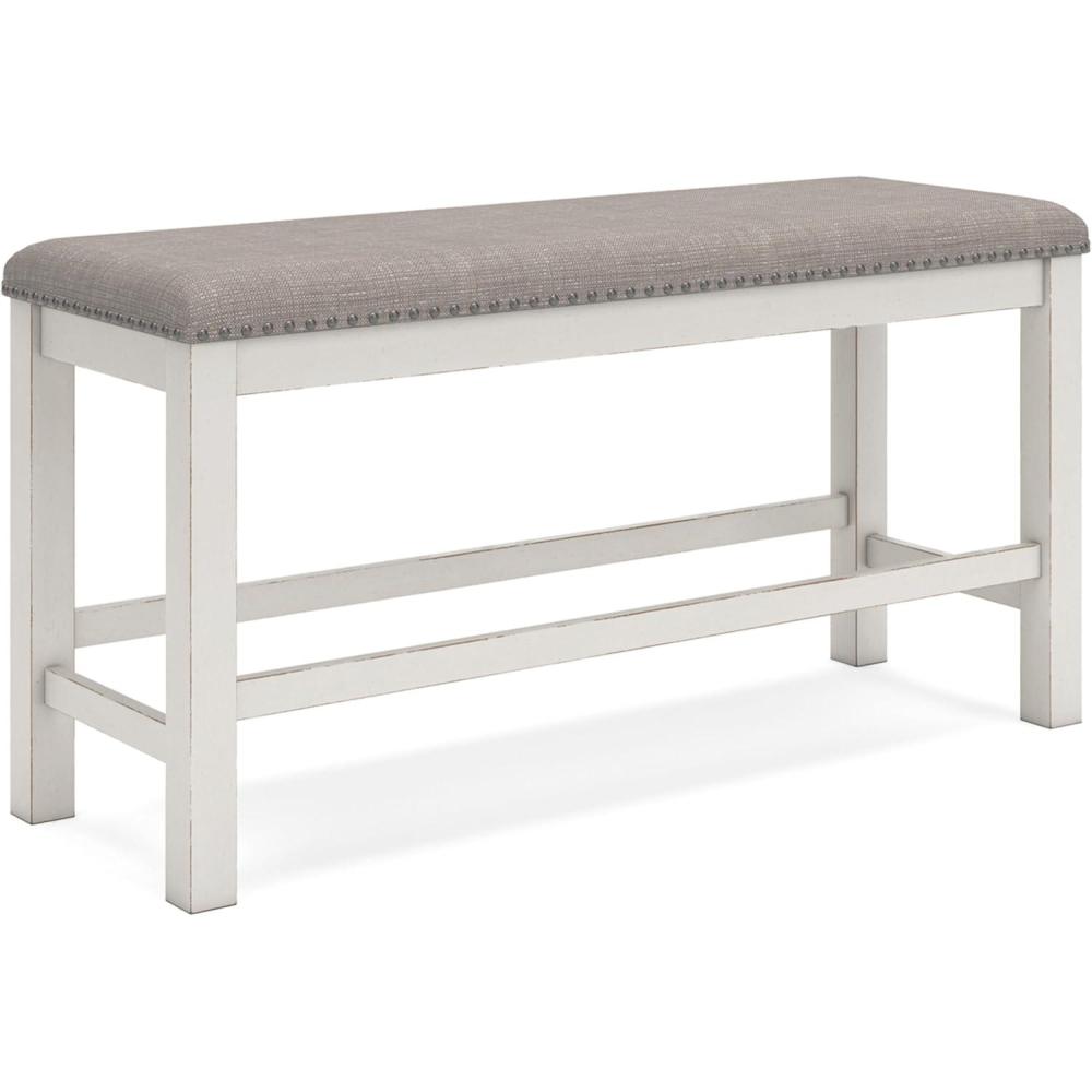 imageSignature Design by Ashley Robbinsdale 49quot Counter Height Dining Bench Antique WhiteAntique White