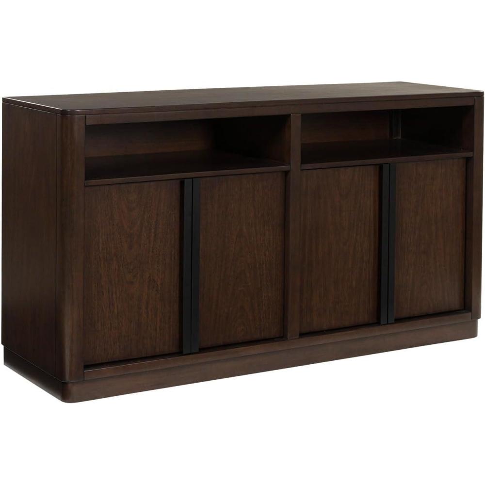 imageSignature Design by Ashley Robbinsdale Casual 4Door Dining Server with Adjustable Shelves and FeltLined Drawers WhiteDark Brown