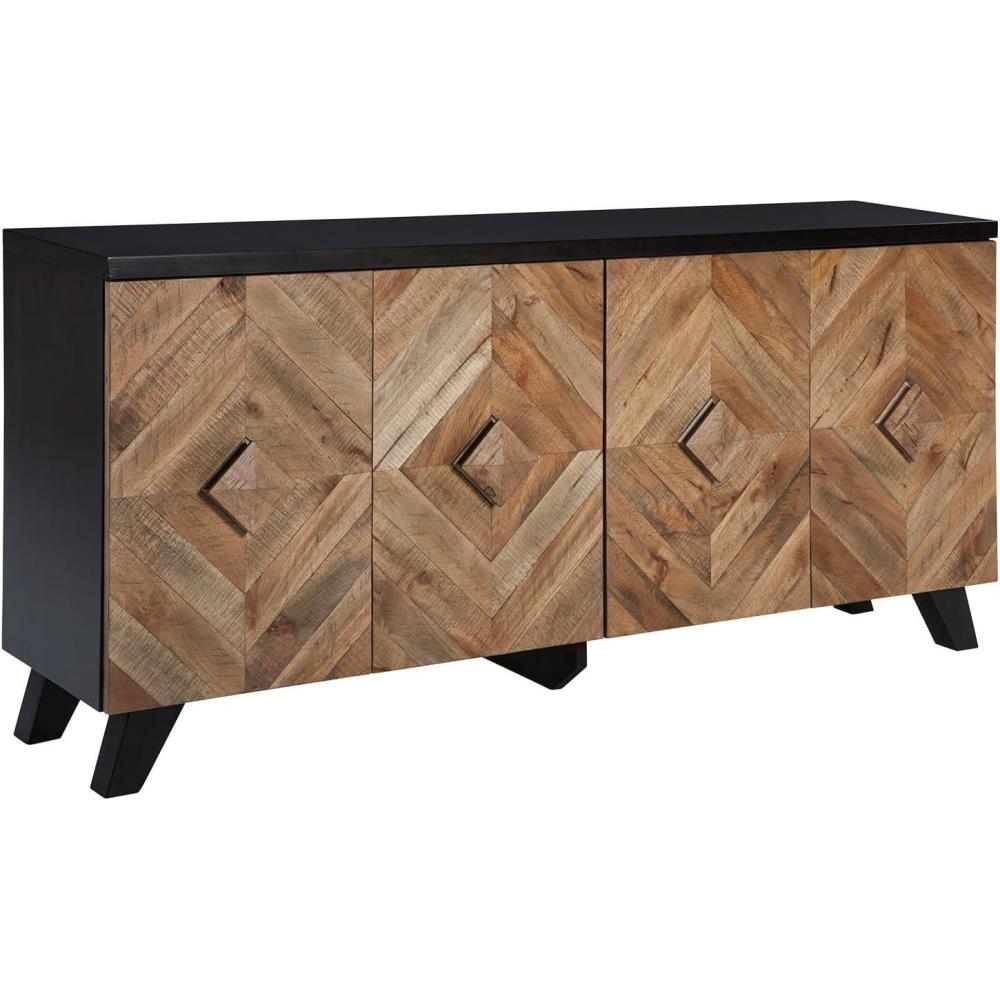 imageSignature Design by Ashley Robin Ridge Modern Wood Accent Cabinet or TV Stand Brown ampamp BlackBrown Black