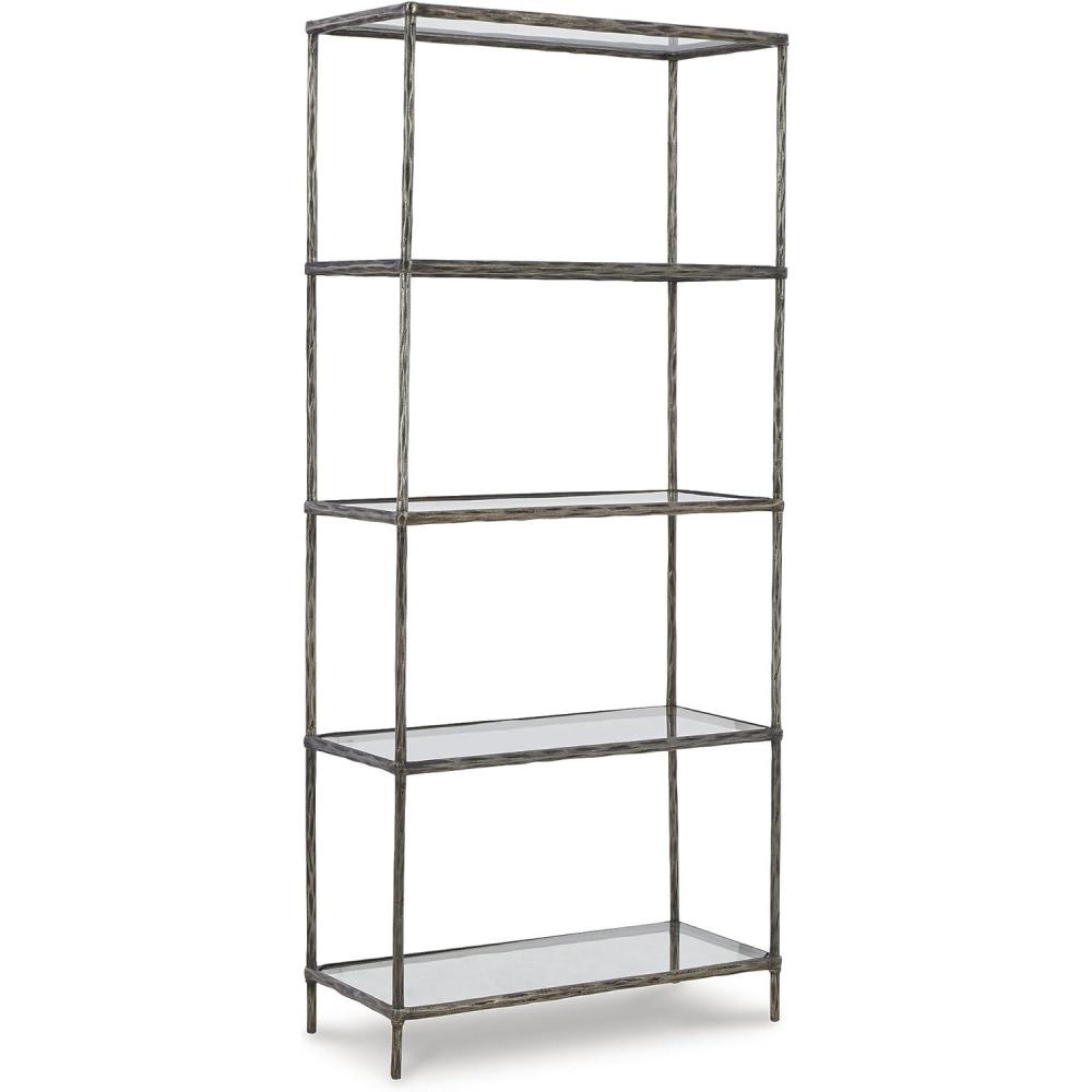imageSignature Design by Ashley Ryandale Modern 5 Shelf Bookcase Antique Brass FinishPewter
