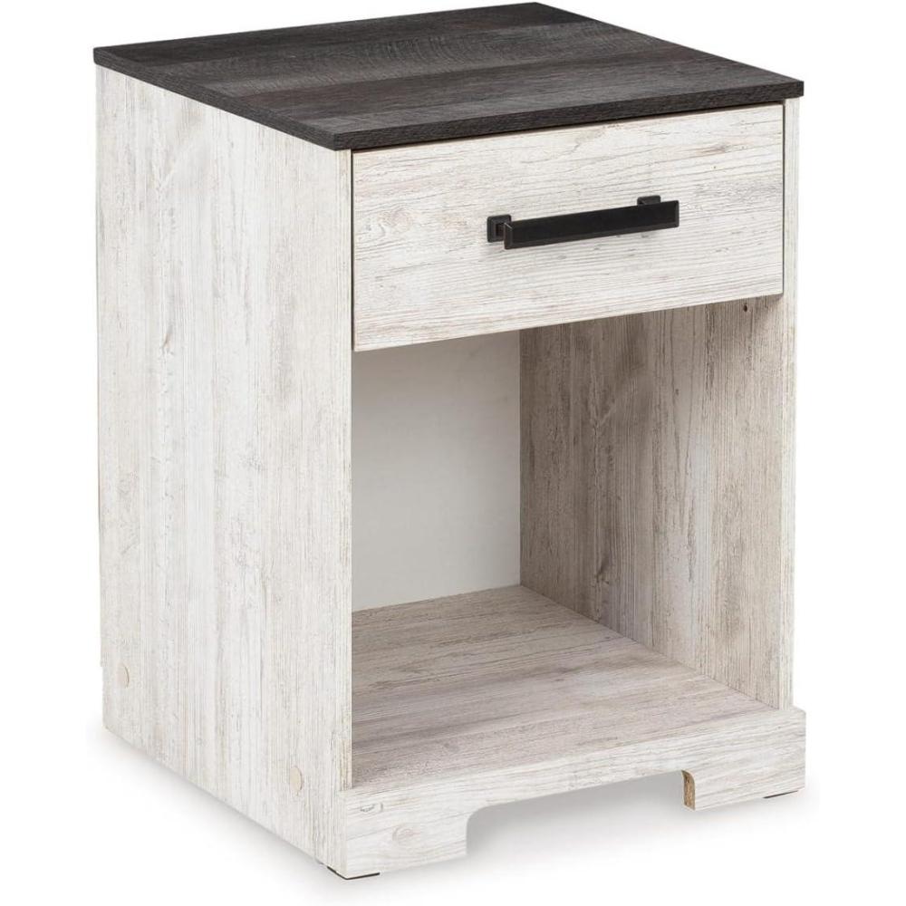 imageSignature Design by Ashley Shawburn 1 Drawer Night Stand Nightstand 2209quot Tall Whitewash ampamp GrayTwotone