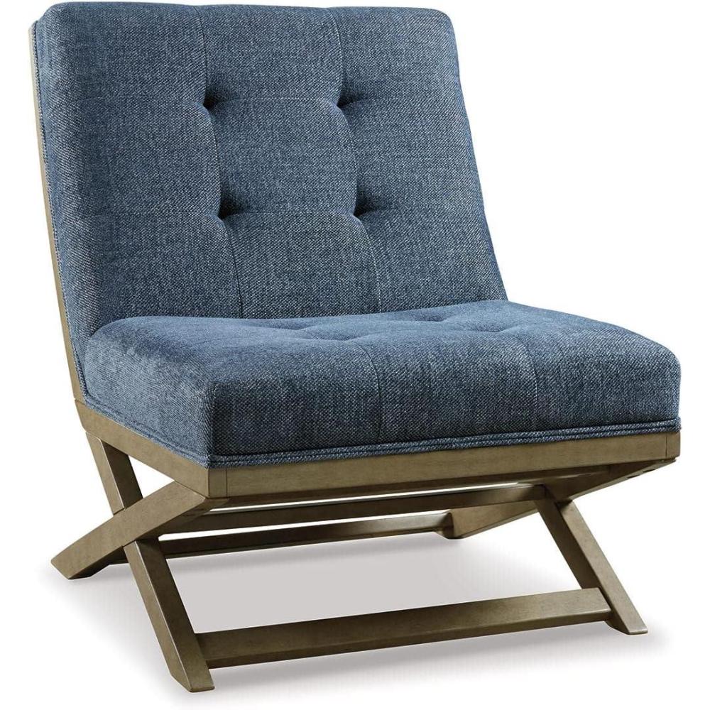 imageSignature Design by Ashley Sidewinder MidCentury Modern Faux Leather Accent Chair BrownBlue