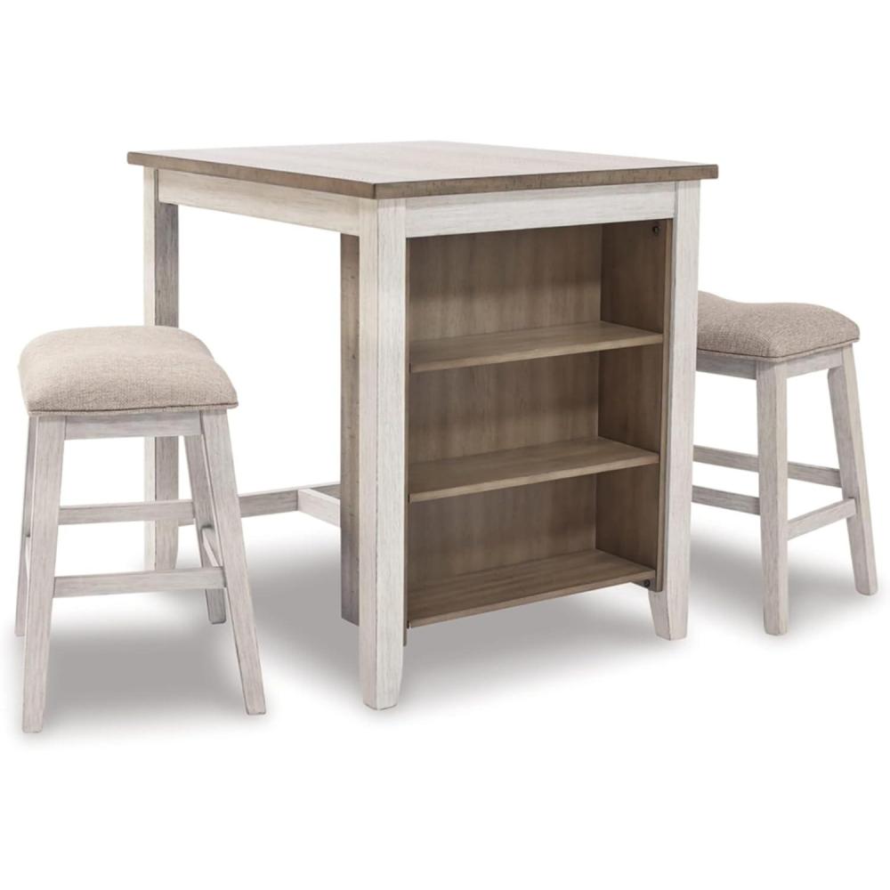 imageSignature Design by Ashley Skempton 3 Piece Counter Height Dining Set Includes Table and 2 Barstools WhitewashWhitewash