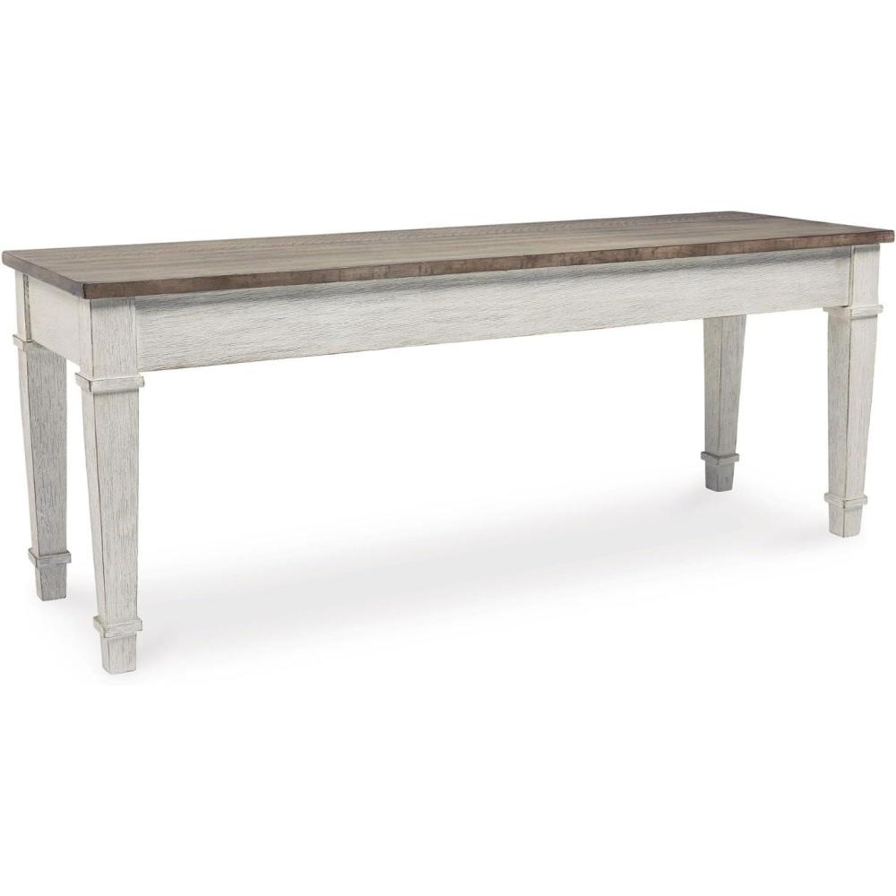 imageSignature Design by Ashley Skempton Farmhouse Storage Bench White ampamp Light BrownStorage Bench