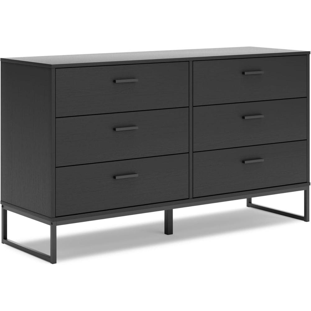 imageSignature Design by Ashley Socalle 6 Drawer 59quot Dresser BeigeBlackBlack