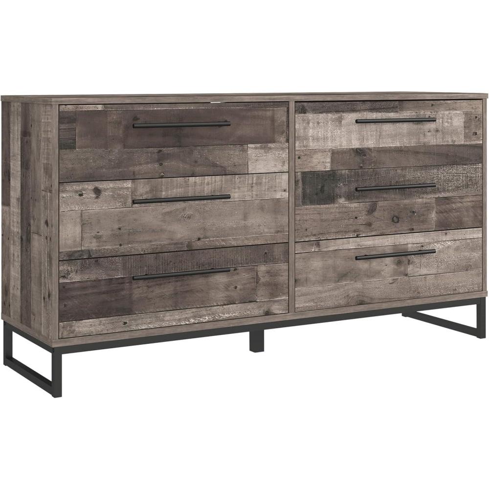 imageSignature Design by Ashley Socalle 6 Drawer 59quot Dresser BeigePlankBlack