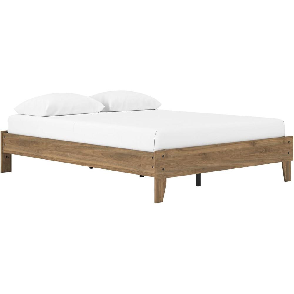 imageSignature Design by Ashley Socalle Casual Queen Platform Bed with Metal Slats No Box Spring Needed BlackHoney Brown