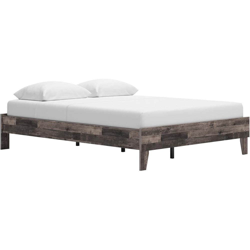 imageSignature Design by Ashley Socalle Casual Queen Platform Bed with Metal Slats No Box Spring Needed BlackRustic Gray