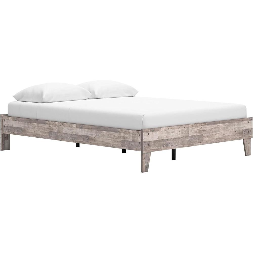 imageSignature Design by Ashley Socalle Casual Queen Platform Bed with Metal Slats No Box Spring Needed BlackRustic Natural