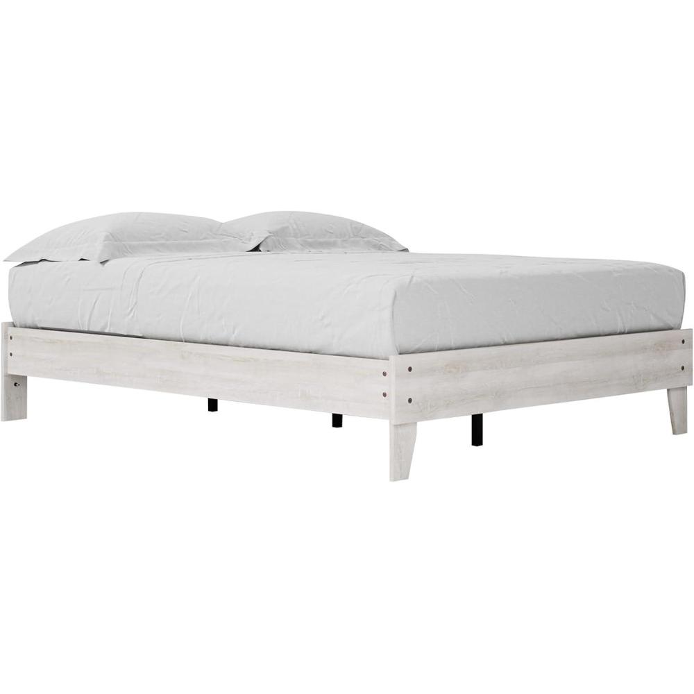 imageSignature Design by Ashley Socalle Casual Queen Platform Bed with Metal Slats No Box Spring Needed BlackWhitewash