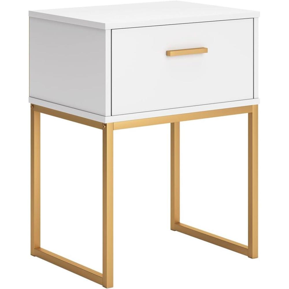 imageSignature Design by Ashley Socalle Modern 1 Drawer Nightstand with Metal Legs 2602quot Tall BlackWhite