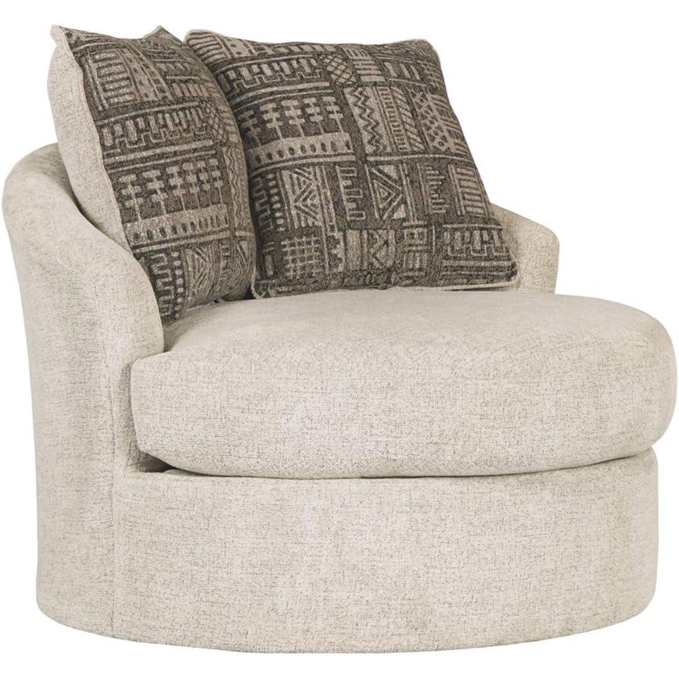 imageSignature Design by Ashley Soletren Contemporary Chenille 360Degree Swivel Accent Chair OffWhiteOffwhite