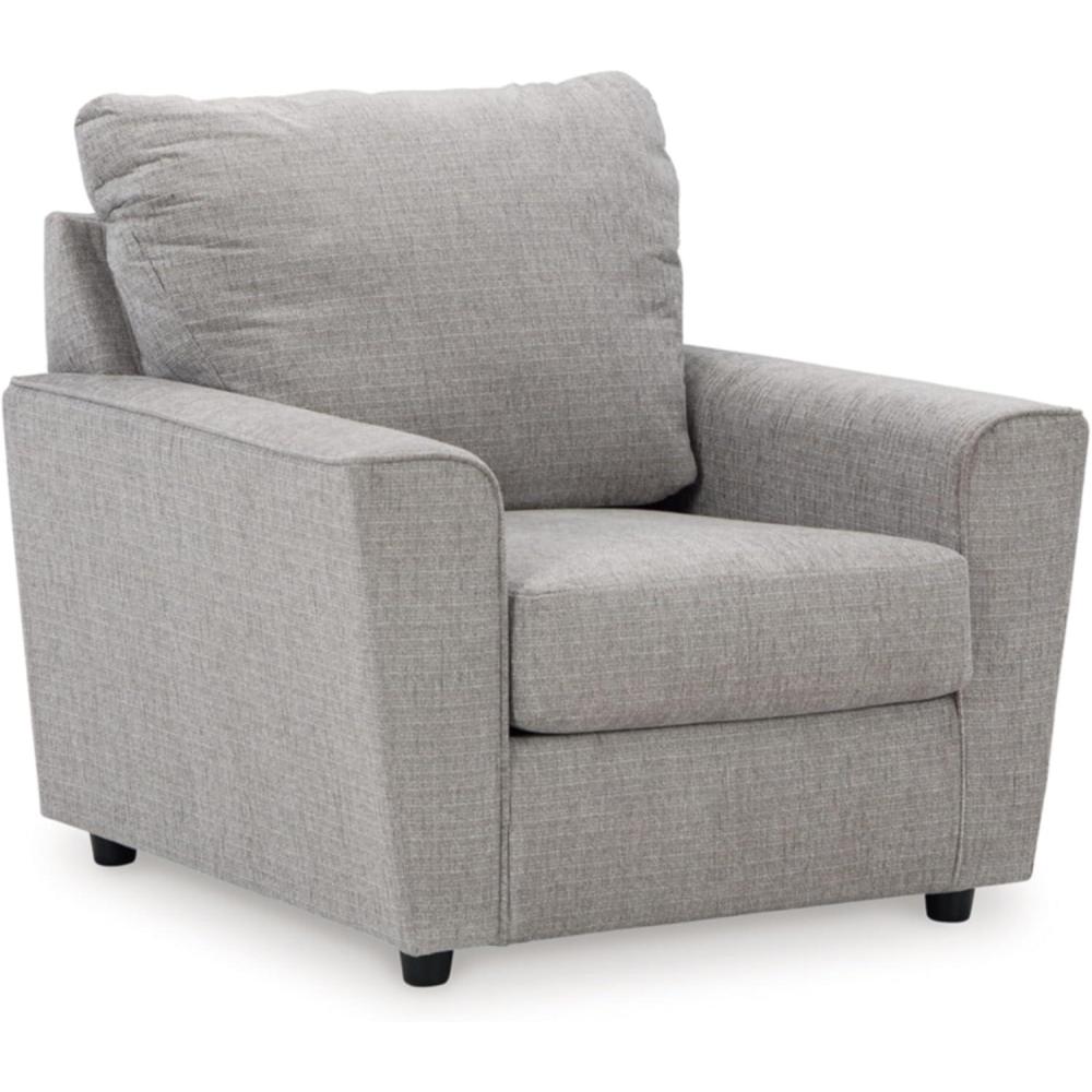 imageSignature Design by Ashley Stairatt Contemporary Square Upholstered Chair GrayLight Gray