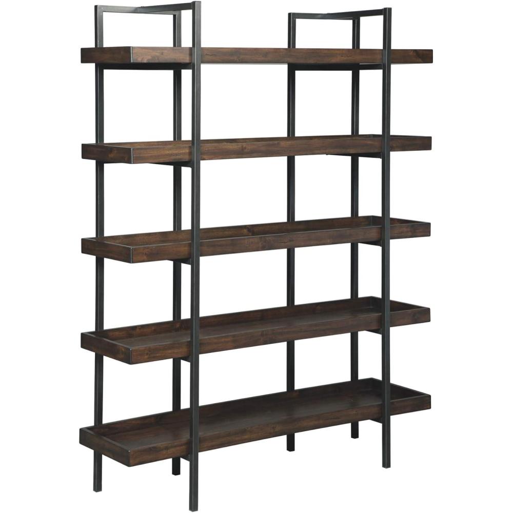 imageSignature Design by Ashley Starmore Urban Industrial 76quot Bookcase with 5 Fixed Shelves Brown