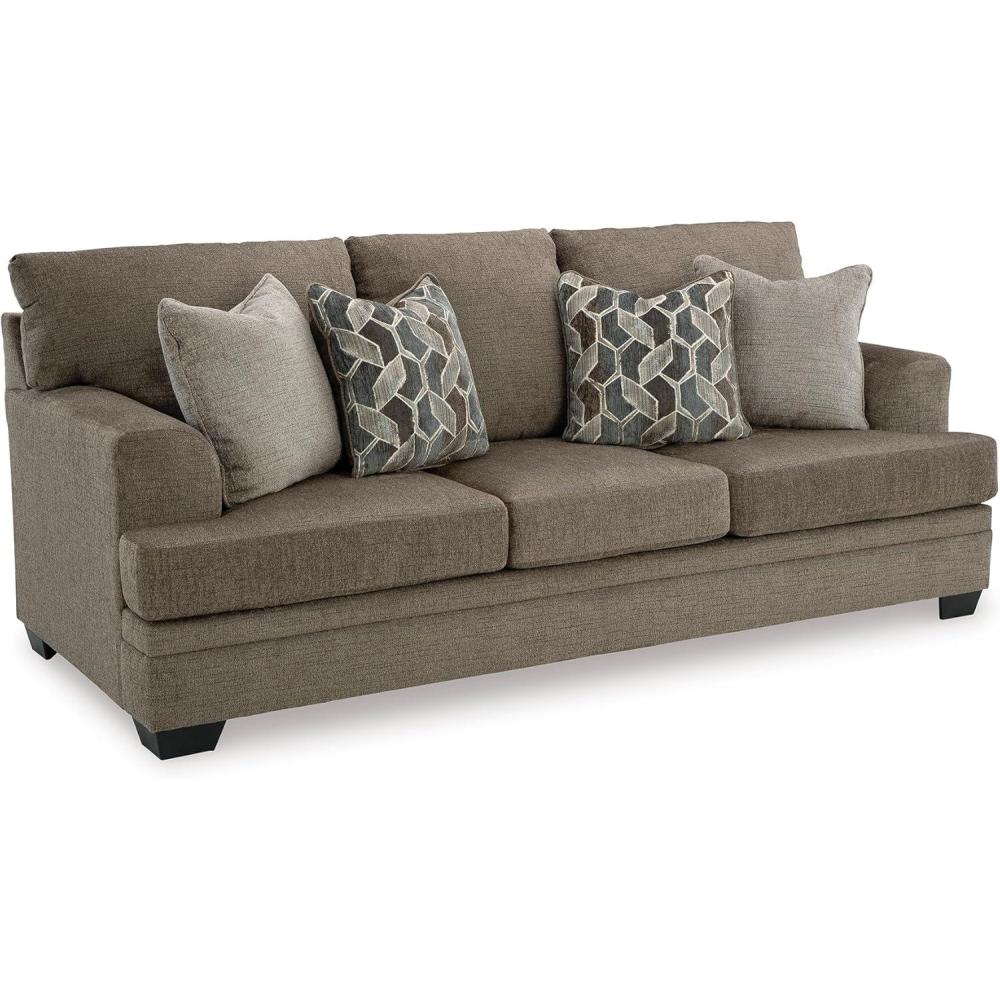 imageSignature Design by Ashley Stonemeade Contemporary Sofa Sleeper with Folding Gel Memory Foam Mattress Reversible Cushions and 4 Accent Pillows Queen Dark Brown