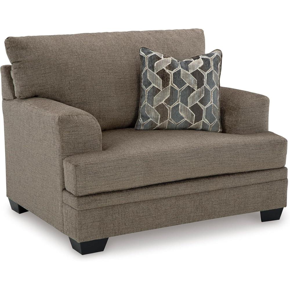 imageSignature Design by Ashley Stonemeade Urban Upholstered Oversized Chair with Reversible Seat Cushion 1 Throw Pillow and Track Arms GrayGrey