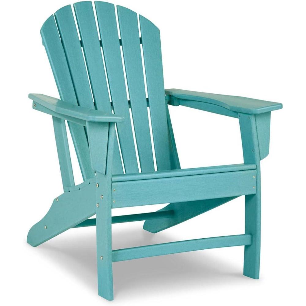 imageSignature Design by Ashley Sundown Treasure Outdoor Patio HDPE Adirondack Chair Light BrownTurquoise