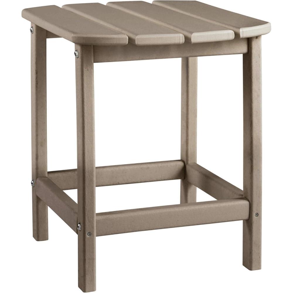 imageSignature Design by Ashley Sundown Treasure Outdoor Patio HDPE Weather Resistant End Table BrownGrey