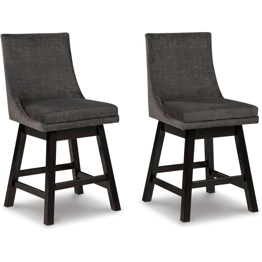 imageSignature Design by Ashley Tallenger Upholstered Counter Height Barstool Set of 2 BeigeDark Gray