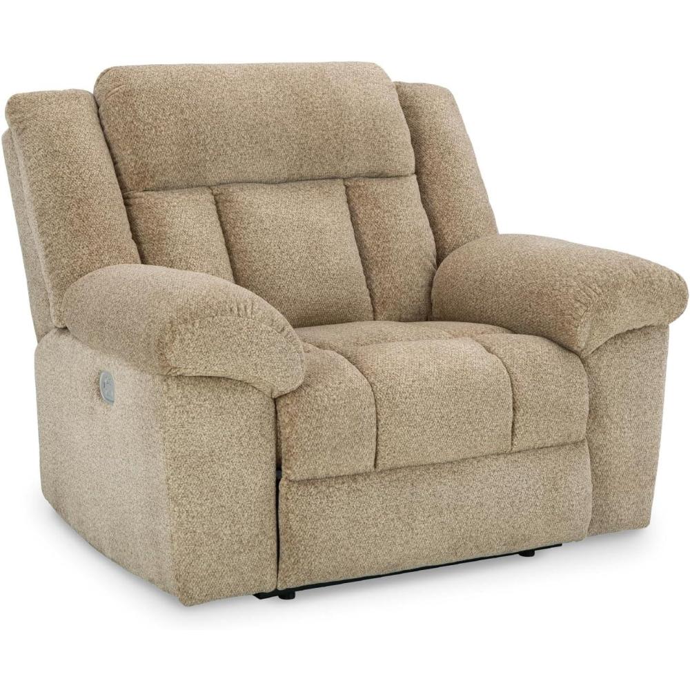imageSignature Design by Ashley TipOff Casual Wall Hugger Power Recliner with Adjustable Headrest and USB Ports GrayLight Brown