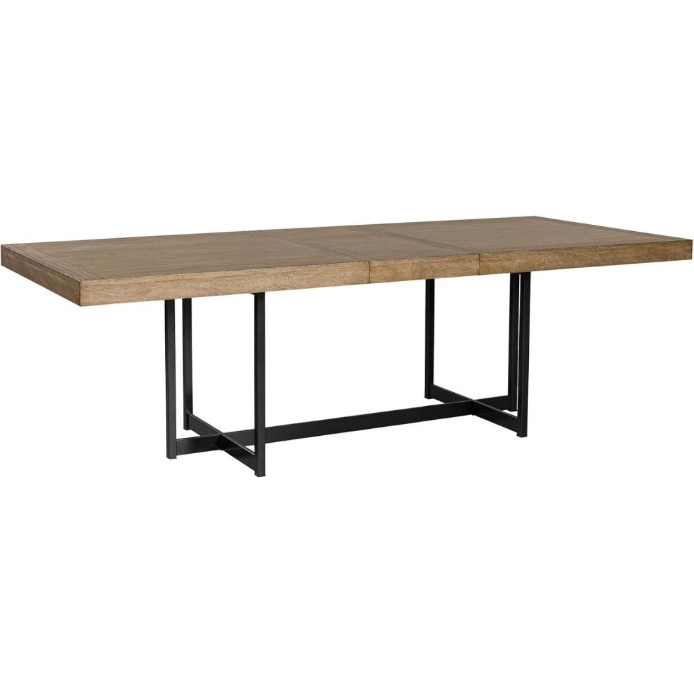 imageSignature Design by Ashley Tomtyn Casual Self Storing Leaf Dining Extension Table with Trestle Base Light Brown