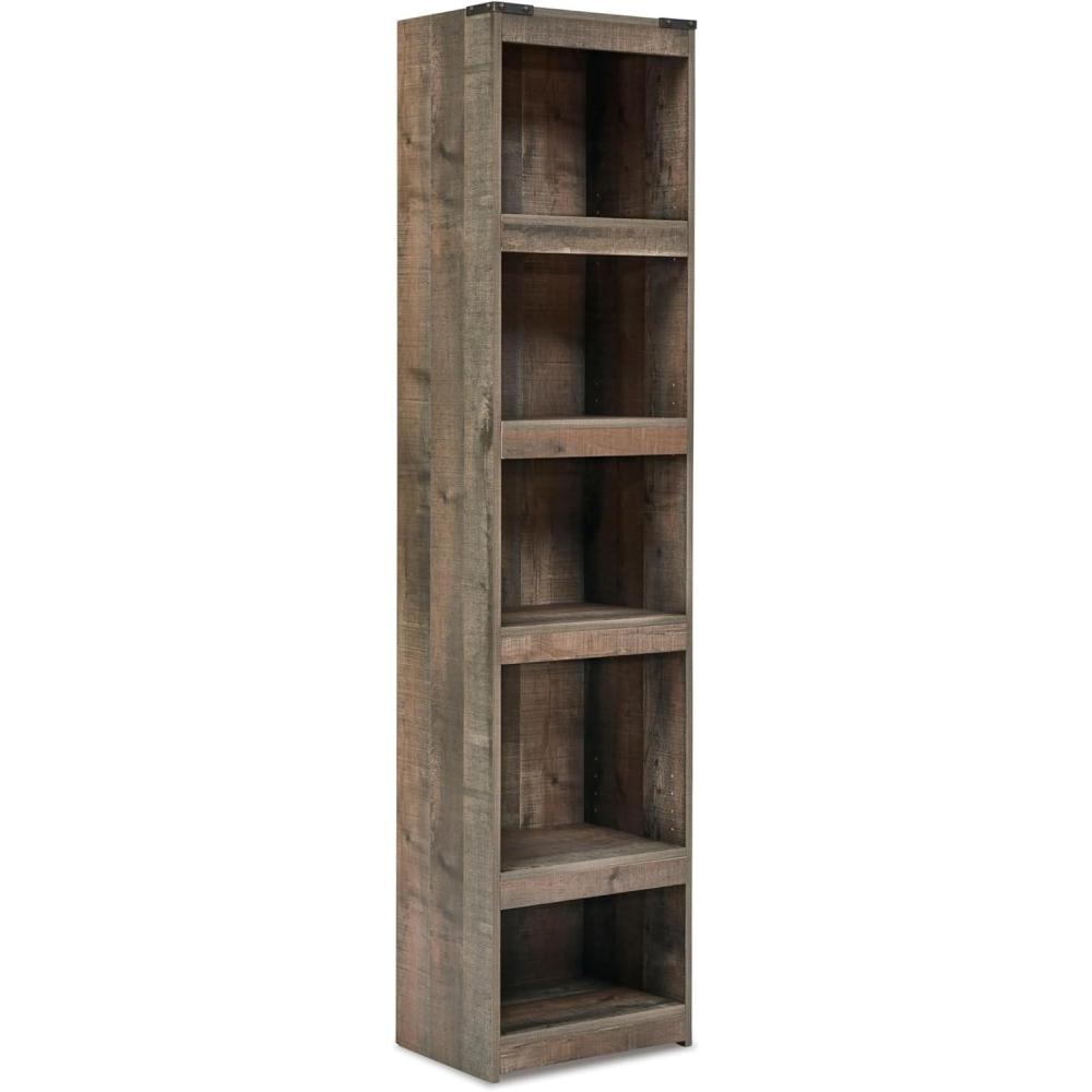 imageSignature Design by Ashley Trinell Rustic Entertainment Center Pier Bookcase with 3 Adjustable Shelves Natural BrownBrown