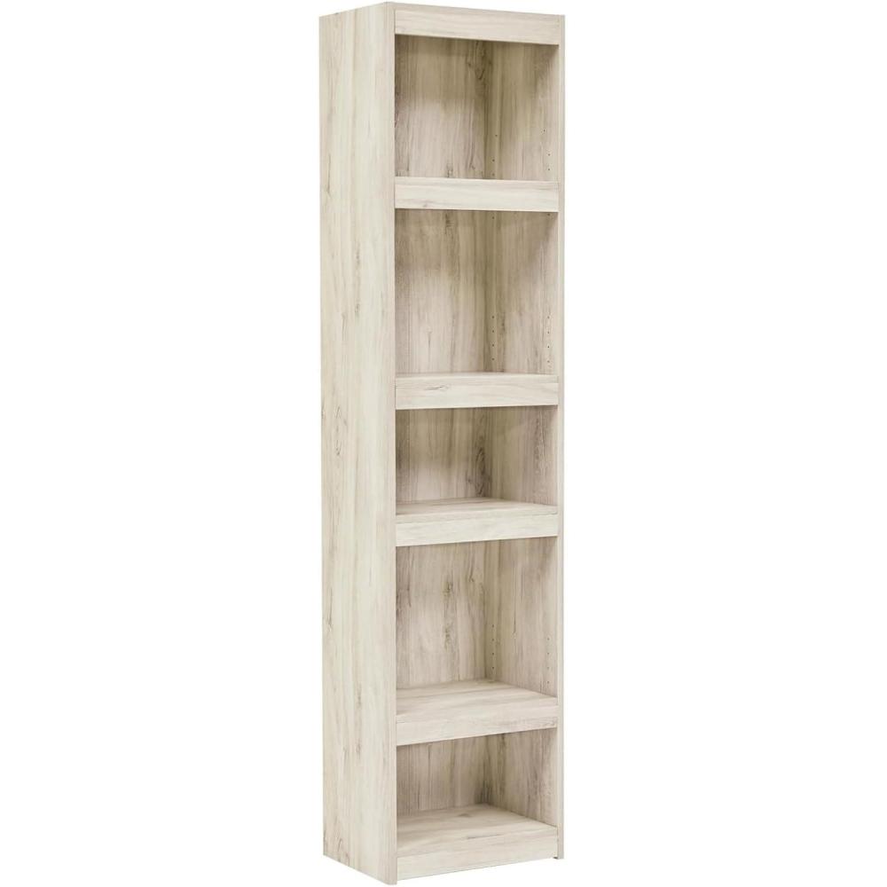 imageSignature Design by Ashley Trinell Rustic Entertainment Center Pier Bookcase with 3 Adjustable Shelves Natural BrownCream