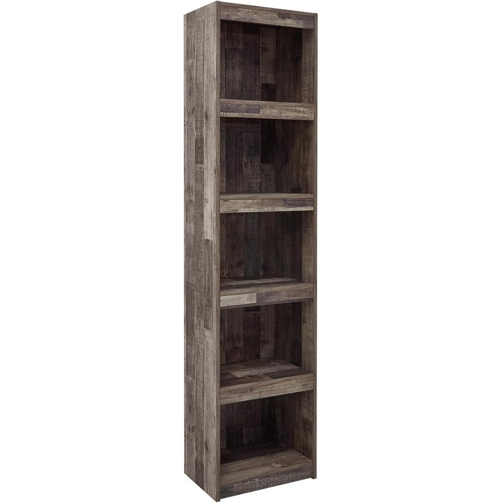 imageSignature Design by Ashley Trinell Rustic Entertainment Center Pier Bookcase with 3 Adjustable Shelves Natural BrownRustic Gray