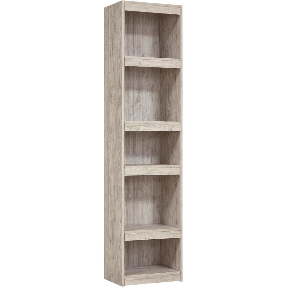 imageSignature Design by Ashley Trinell Rustic Entertainment Center Pier Bookcase with 3 Adjustable Shelves Natural BrownWhitewash