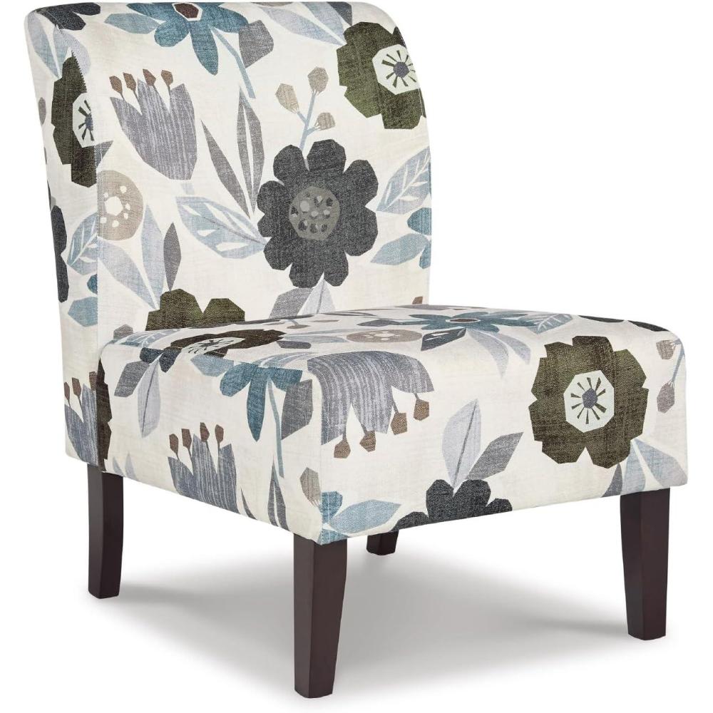 imageSignature Design by Ashley Triptis Floral Armless Accent Chair White Blue ampamp GrayWhite Floral