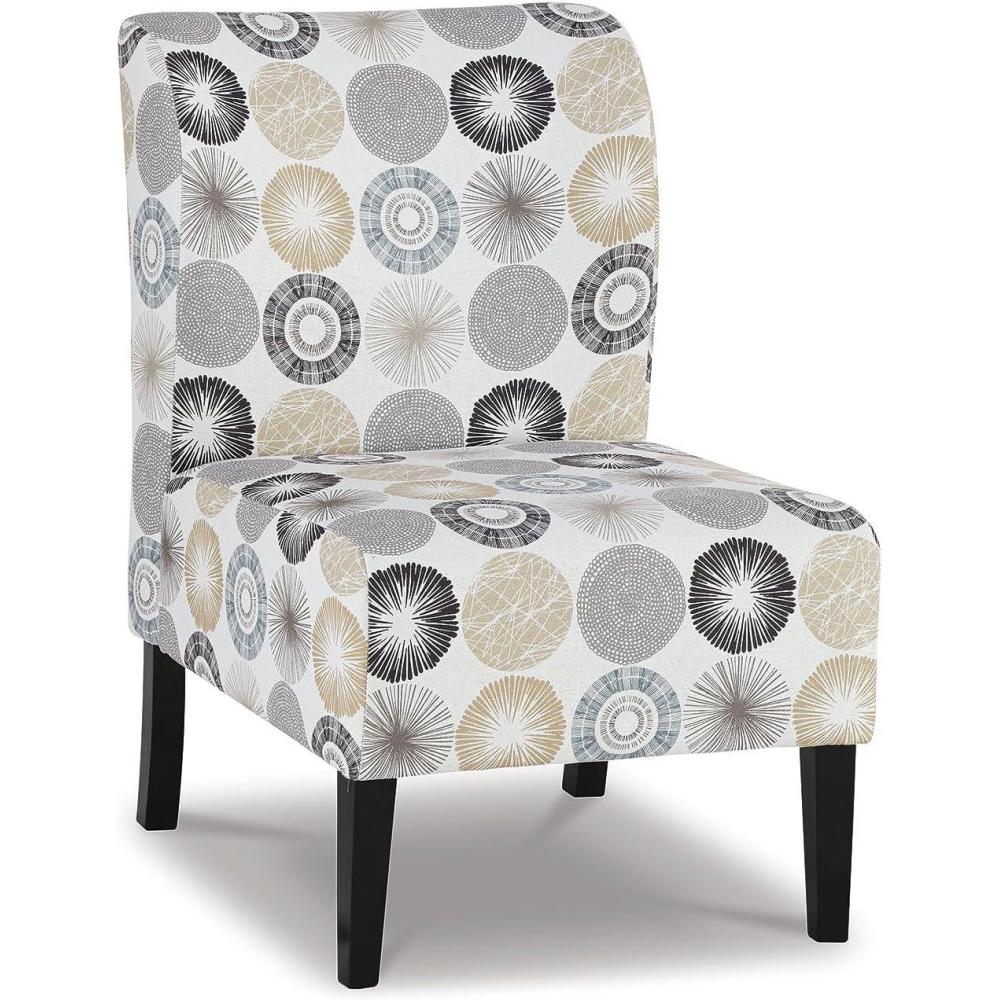 imageSignature Design by Ashley Triptis Floral Armless Accent Chair White Blue ampamp GrayWhite Sunburst