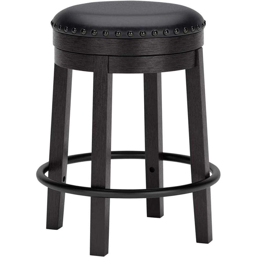 imageSignature Design by Ashley Valebeck 24quot Counter Height Upholstered Swivel Stool White ampamp BlackBlack