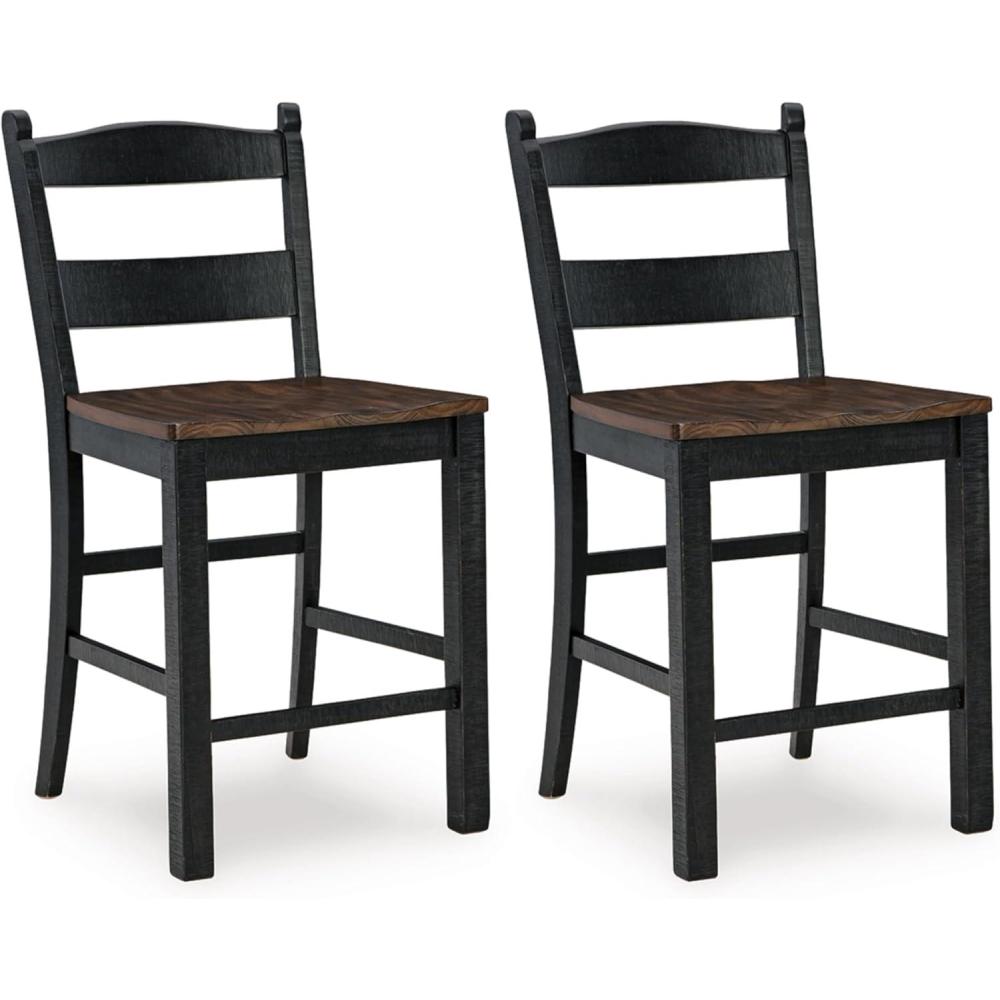 imageSignature Design by Ashley Valebeck Rustic 24 Counter Height Bar Stool with Contoured Seat Set of 2 Black ampamp Dark Brown