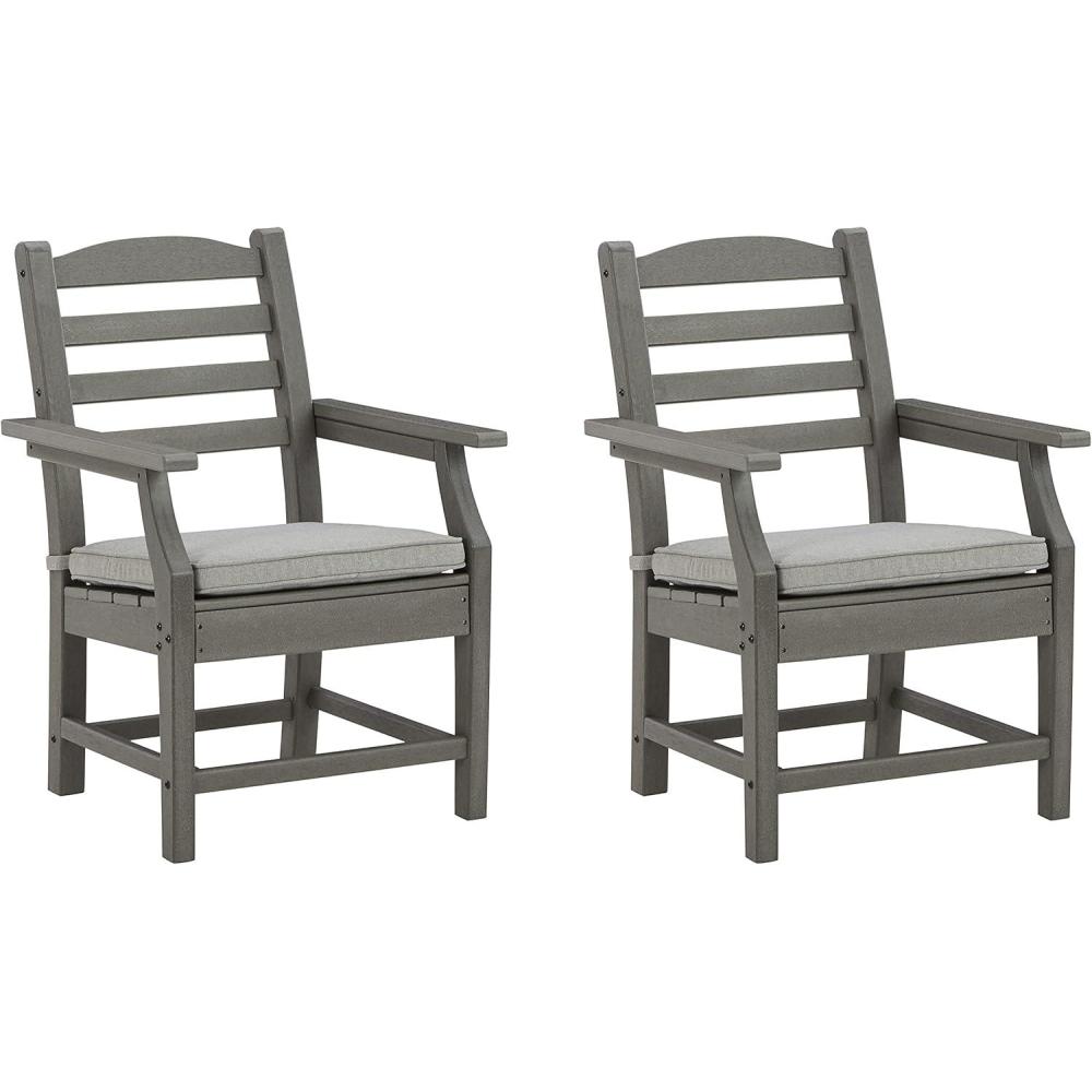 imageSignature Design by Ashley Visola Contemporary Outdoor Cushioned Chaise Lounge with Adjustable Backrest Nuvella Weather Resistant Fabric GrayArm Chairs