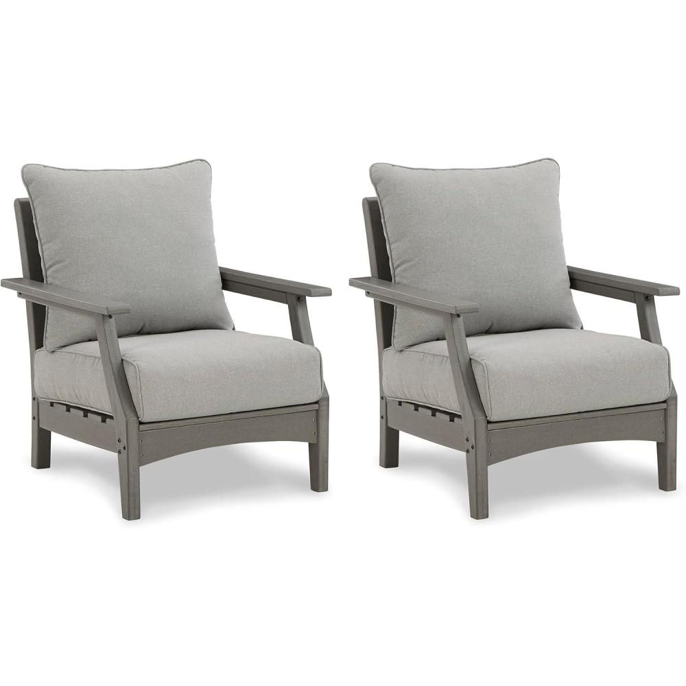 imageSignature Design by Ashley Visola Contemporary Outdoor Cushioned Chaise Lounge with Adjustable Backrest Nuvella Weather Resistant Fabric GrayChair