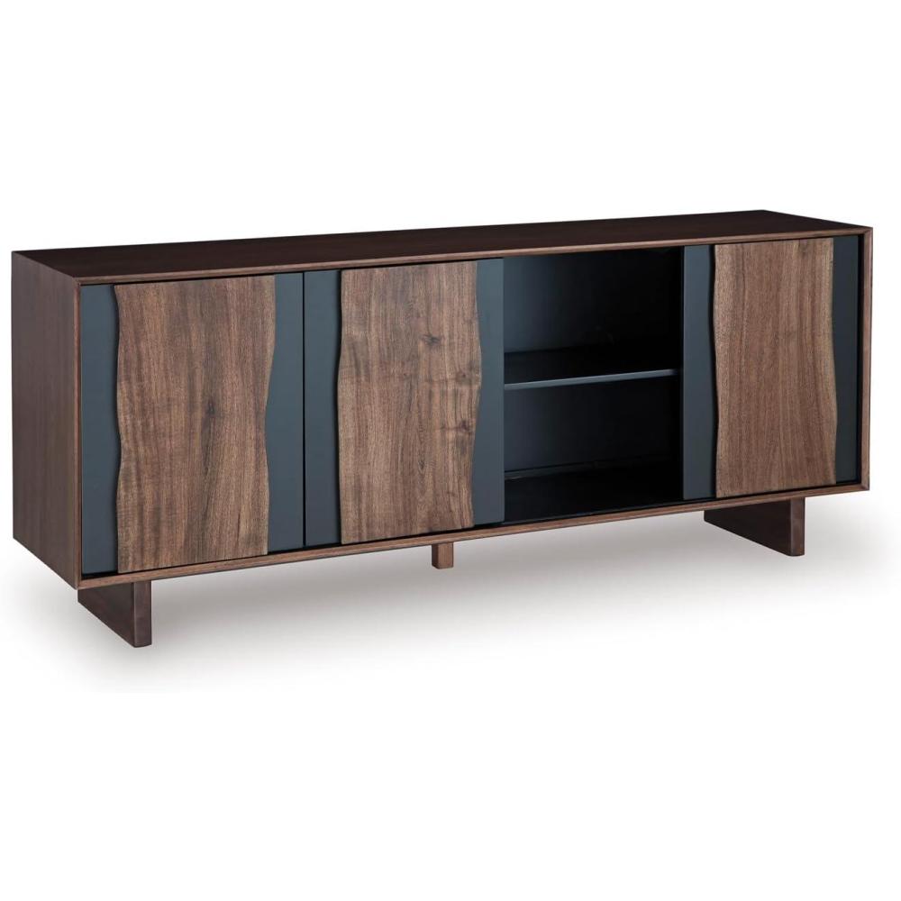 imageSignature Design by Ashley Welby Casual SoftClose Accent Cabinet with Shelves and Wire Management Dark Brown ampamp BlackBrownCharcoal