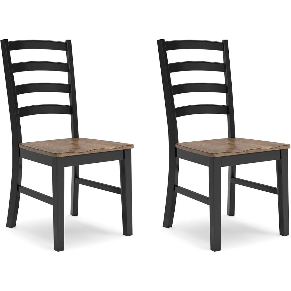 imageSignature Design by Ashley Wildenauer Rustic Armless Dining Chair Set of 2 Black ampamp Light Brown