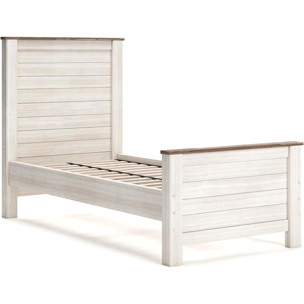 imageSignature Design by Ashley Willowton Cottage Farmhouse Panel Headboard ONLY KingCalifornia WhitewashTwin