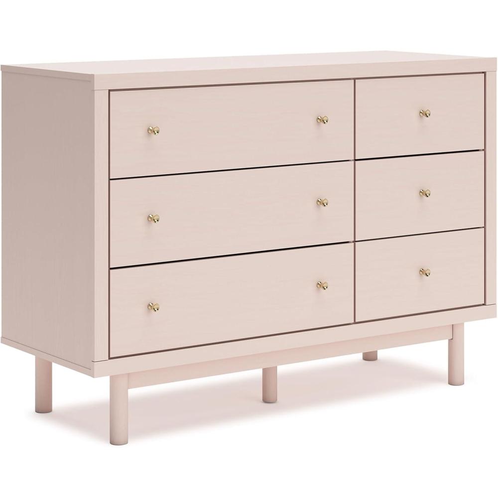 imageSignature Design by Ashley Wistenpine Modern 5Drawer Chest of Drawers with Safety Stop Pink6 Drawer Dresser
