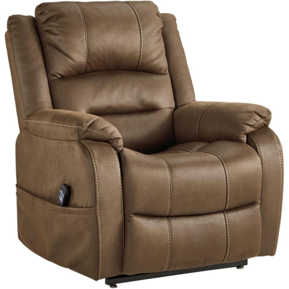 imageSignature Design by Ashley Yandel Faux Leather Electric Power Lift Recliner for Elderly BrownChestnut Brown