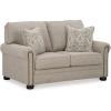 imageSignature Design by Ashley Gaelon Transitional 2in1 Sofa Sleeper with Folding Gel Memory Foam Mattress Nailheads and 2 Accent Pillows Queen BeigeLoveseat