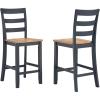 imageSignature Design by Ashley Gesthaven Solid Wood Frame Counter Height Barstool Set of 2 NaturalBrownLight Brown  Blue