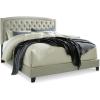 imageSignature Design by Ashley Jerary Farmhouse ButtonTufted Upholstered Platform Bed Queen Light GrayGrey