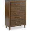 imageSignature Design by Ashley Lyncott Casual 5 Drawer Chest with FeltLined Top Drawer and Safety Stop for Bedroom Dark Brown5 Drawer Chest