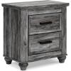 imageSignature Design by Ashley Mollviney Minimalist 2 Drawer Nightstand with USB Ports 2425quot Tall WhiteGrey