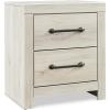 imageSignature Design by Ashley Mollviney Minimalist 2 Drawer Nightstand with USB Ports 2425quot Tall WhiteWhitewash