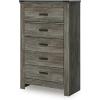 imageSignature Design by Ashley Porter Traditional 5 Drawer Chest of Drawers Dark BrownGrey