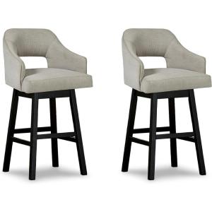 Signature Design by Ashley 25″ Tallenger Modern Upholstered Swivel Counter Height Barstool, Set of 2, Black & Dark Brown(Beige)