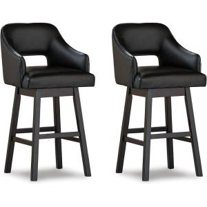 Signature Design by Ashley 25″ Tallenger Modern Upholstered Swivel Counter Height Barstool, Set of 2, Black & Dark Brown(Black)