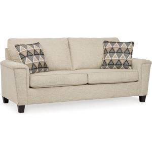 Signature Design by Ashley Abinger Contemporary Queen Sofa Sleeper with 2 Accent Pillows, Dark Gray(Beige)